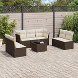 vidaXL 7-delige Loungeset met kussens poly rattan zwart