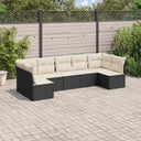 vidaXL 7-delige Loungeset met kussens poly rattan zwart