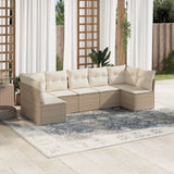 vidaXL 7-delige Loungeset met kussens poly rattan zwart