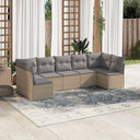 vidaXL 7-delige Loungeset met kussens poly rattan zwart