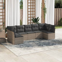 vidaXL 7-delige Loungeset met kussens poly rattan zwart