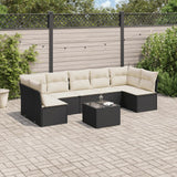 vidaXL 7-delige Loungeset met kussens poly rattan zwart