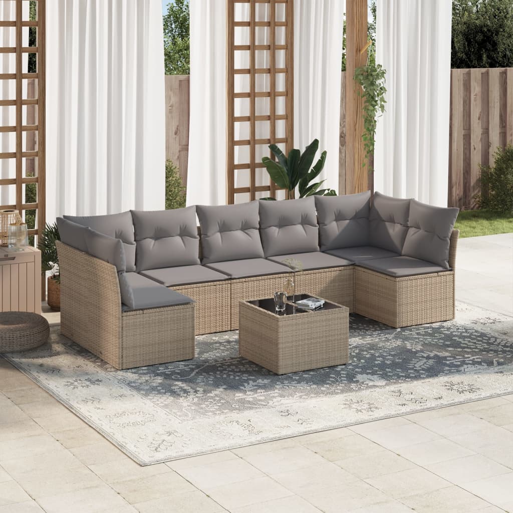 vidaXL 7-delige Loungeset met kussens poly rattan zwart