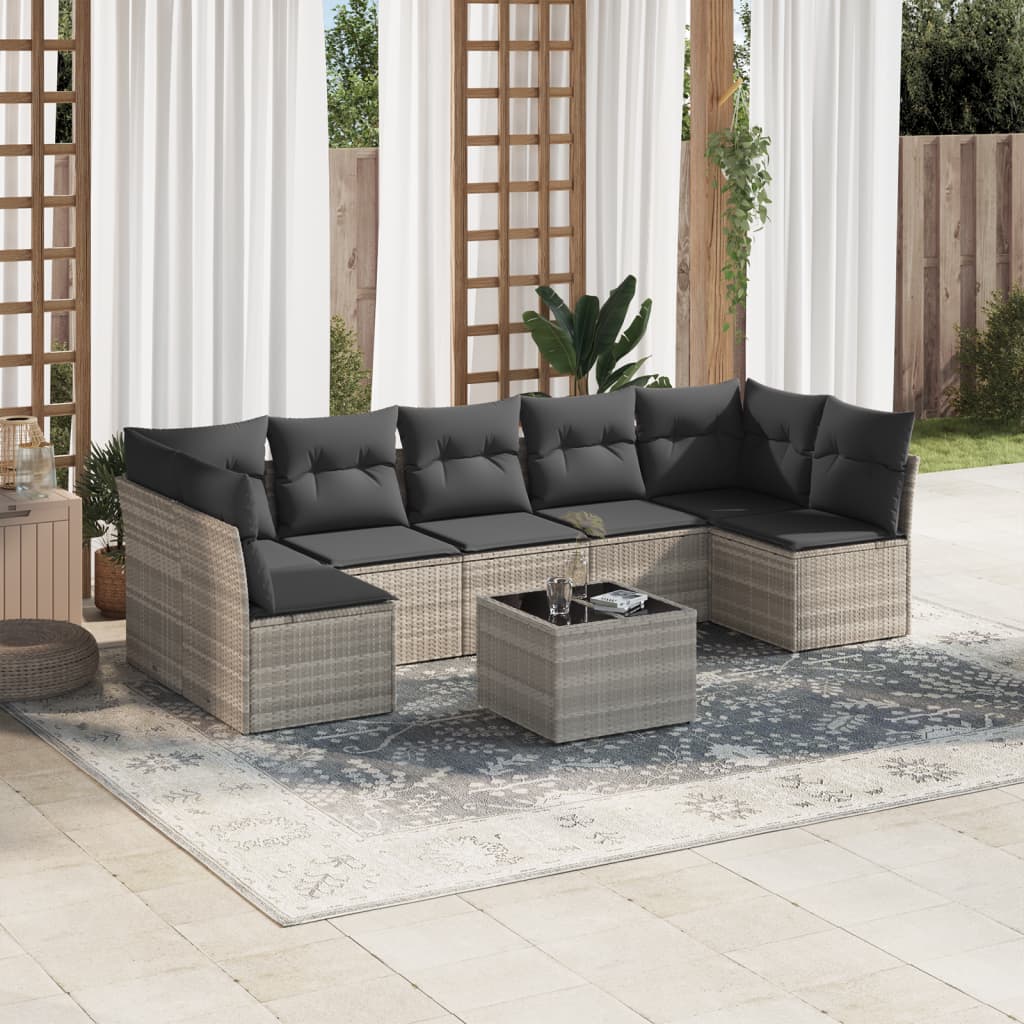 vidaXL 7-delige Loungeset met kussens poly rattan zwart