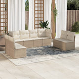 vidaXL 8-delige Loungeset met kussens poly rattan zwart