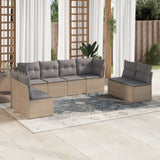 vidaXL 8-delige Loungeset met kussens poly rattan zwart