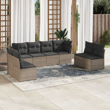 vidaXL 8-delige Loungeset met kussens poly rattan zwart