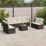 vidaXL 8-delige Loungeset met kussens poly rattan zwart