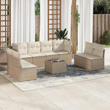 vidaXL 8-delige Loungeset met kussens poly rattan zwart