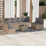 vidaXL 8-delige Loungeset met kussens poly rattan zwart