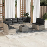 vidaXL 8-delige Loungeset met kussens poly rattan zwart