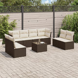vidaXL 8-delige Loungeset met kussens poly rattan zwart