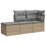 vidaXL 3-delige Loungeset met kussens poly rattan zwart