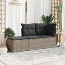 vidaXL 3-delige Loungeset met kussens poly rattan zwart