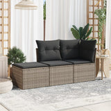 vidaXL 3-delige Loungeset met kussens poly rattan zwart