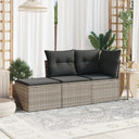 vidaXL 3-delige Loungeset met kussens poly rattan zwart