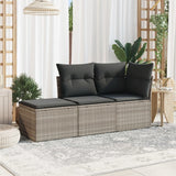 vidaXL 3-delige Loungeset met kussens poly rattan zwart