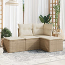 vidaXL 4-delige Loungeset met kussens poly rattan zwart