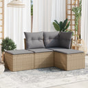 vidaXL 4-delige Loungeset met kussens poly rattan zwart
