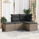 vidaXL 4-delige Loungeset met kussens poly rattan zwart
