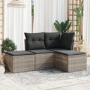 vidaXL 4-delige Loungeset met kussens poly rattan zwart