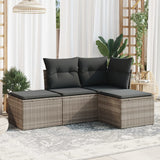 vidaXL 4-delige Loungeset met kussens poly rattan zwart