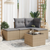 vidaXL 4-delige Loungeset met kussens poly rattan zwart