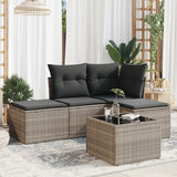 vidaXL 4-delige Loungeset met kussens poly rattan zwart