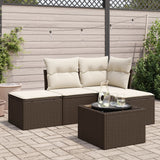 vidaXL 4-delige Loungeset met kussens poly rattan zwart