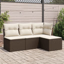 vidaXL 4-delige Loungeset met kussens poly rattan zwart