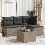 vidaXL 4-delige Loungeset met kussens poly rattan zwart