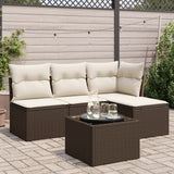 vidaXL 4-delige Loungeset met kussens poly rattan zwart
