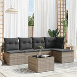 vidaXL 5-delige Loungeset met kussens poly rattan zwart