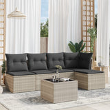 vidaXL 5-delige Loungeset met kussens poly rattan zwart