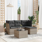 vidaXL 4-delige Loungeset met kussens poly rattan zwart