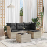 vidaXL 4-delige Loungeset met kussens poly rattan zwart