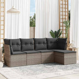 vidaXL 5-delige Loungeset met kussens poly rattan zwart