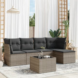 vidaXL 5-delige Loungeset met kussens poly rattan zwart