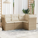 vidaXL 4-delige Loungeset met kussens poly rattan zwart