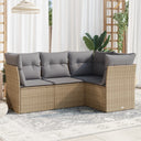 vidaXL 4-delige Loungeset met kussens poly rattan zwart