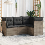 vidaXL 4-delige Loungeset met kussens poly rattan zwart