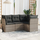vidaXL 4-delige Loungeset met kussens poly rattan zwart