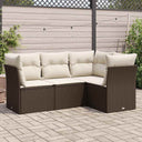 vidaXL 4-delige Loungeset met kussens poly rattan zwart