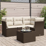 vidaXL 4-delige Loungeset met kussens poly rattan zwart