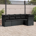 vidaXL 5-delige Loungeset met kussens poly rattan zwart