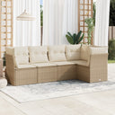 vidaXL 5-delige Loungeset met kussens poly rattan zwart