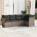 vidaXL 5-delige Loungeset met kussens poly rattan zwart