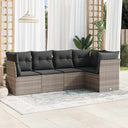 vidaXL 5-delige Loungeset met kussens poly rattan zwart