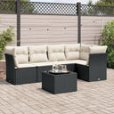 vidaXL 5-delige Loungeset met kussens poly rattan zwart