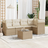 vidaXL 5-delige Loungeset met kussens poly rattan zwart